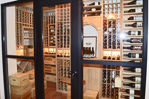 transitional custom wine cellar