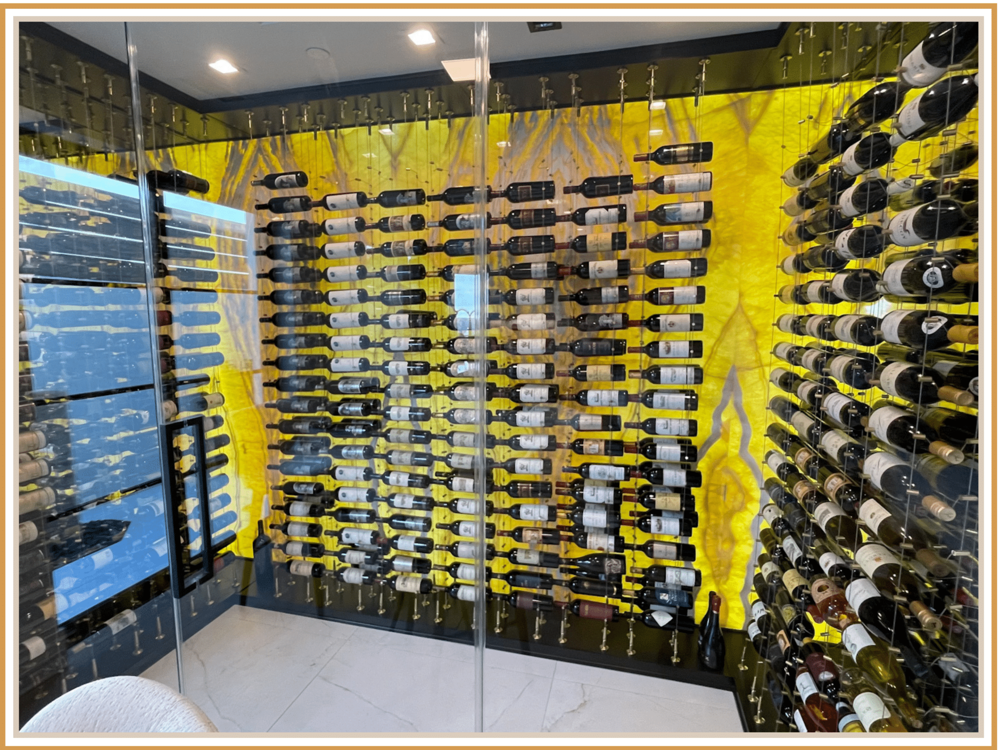 Modern Glass Wine Cellars w/ Cable Racks
