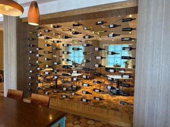 03 - Cable wine racking in a modern wine display at the La Jolla Hyatt Regency Cable wine racking in a hotel wine cellar Hyatt Regency La Jolla