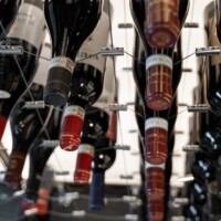 Modern Cable Wine Display System with LED lighting panels