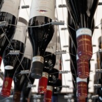 Modern Chrome Cable Wine Display