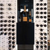 Two LED lighting panels allows the cable wine cellar look gorgeous at night. Modern Wine Cellar With Cable Racking LED Panels